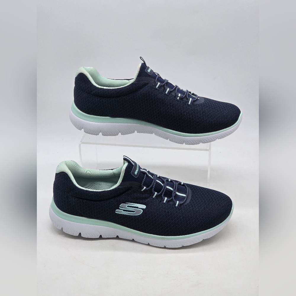 Skechers Women's Summits Sneaker Navy Aqua Size 8.5